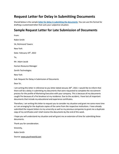 request letter  late  delay  submitting  documents   hr