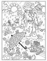 Coloring Pages Adult Dogs Coloriage Cats Raining Cat Books Marjorie Sarnat Mandala Fashion Adulte Fashions Fanciful Colouring Book Dessin Printable sketch template
