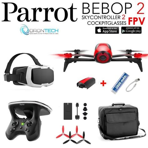 pack drone parrot fpv bebop  rouge cockpitglasses skycontroller  sac de transport