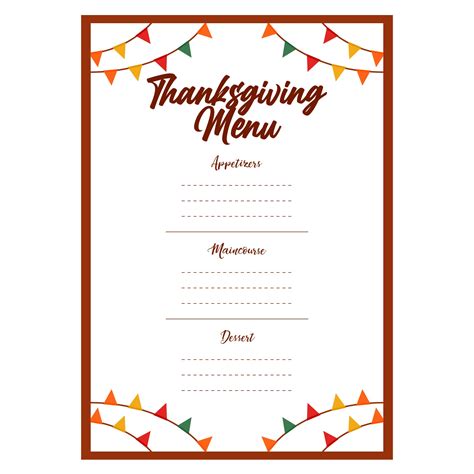 thanksgiving menu card printable templates