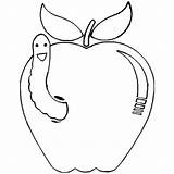Worm Apple Coloring sketch template