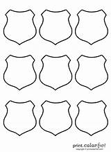 Blank Coloring Color Shields Badge Template Printable Pages Print Shield Badges Set Police Community Helpers Crafts Craft Safety Party Policeman sketch template