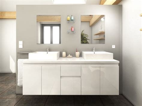 meuble de salle de bain bois laque blanc  vasques  miroirs touchy lestendancesfr