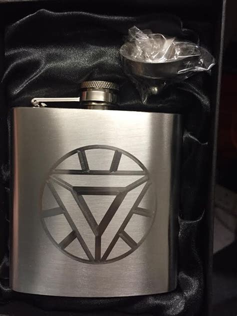 iron man chest plate logo hipflask stainless steel  oz hip