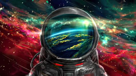 astronaut colorful galaxy  laptop full hd p hd