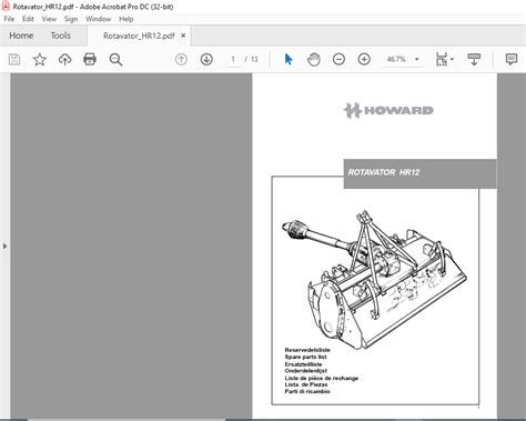 howard rotavator hr parts manual   heydownloads manual downloads