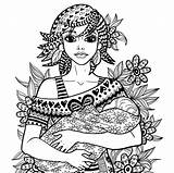 Coloring Pages Mother Baby Child Mom Doodle Adult Motherhood Zentangle Breastfeeding Line Colouring Series Pregnancy Printable Colour Color Illustration Heart sketch template