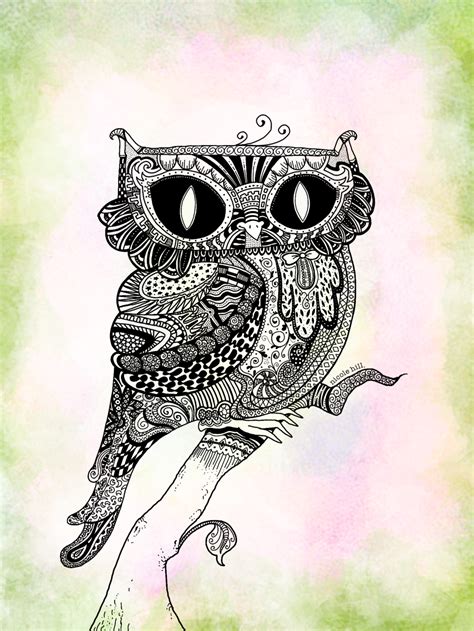 zentangled owl  rhinestoner  deviantart tangle art zentangle owl