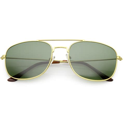 classic square metal aviator sunglasses glass lens mm gold green
