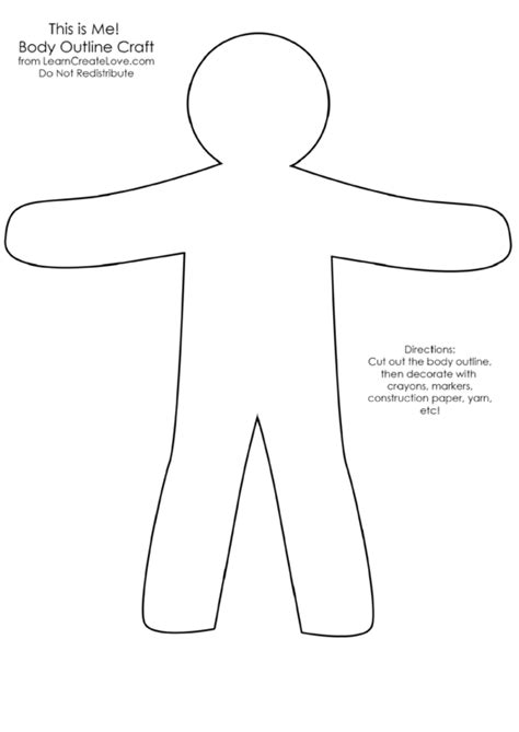 body outline craft template printable