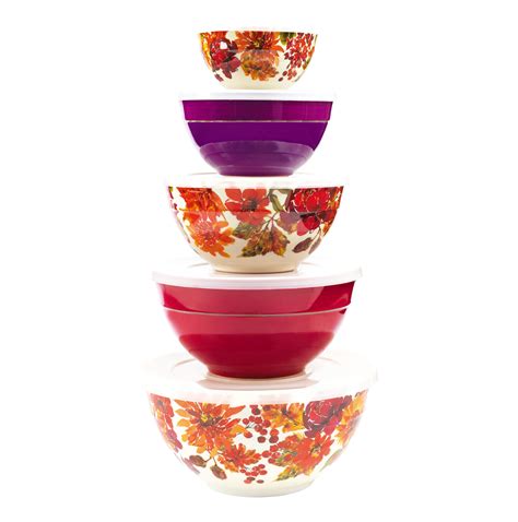 piece melamine mixing bowl set  lids fall floral walmartcom