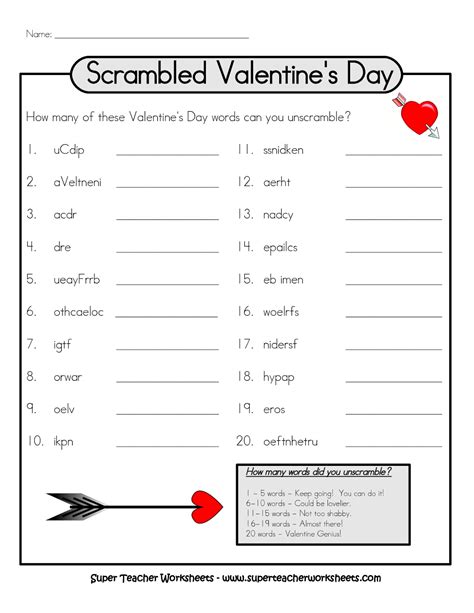 easy valentines day word scramble  kids
