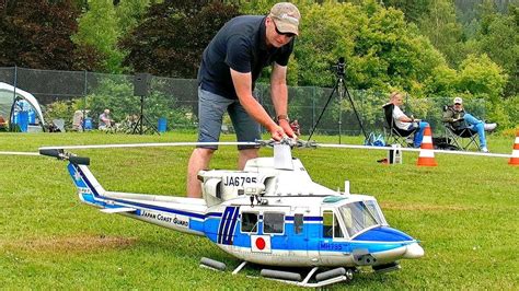 stunning big rc bell  ja giant rc scale model turbine helicopter flight demonstration