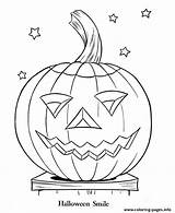 Printable Coloring Pumpkin Halloween Kids Smilling Pages sketch template