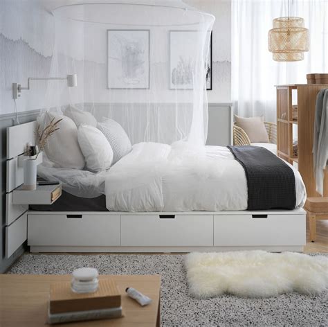 ikea storage beds  solve   small bedroom clutter