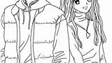 Anime Coloring Pages Couple Coloring4free Sleeping Cute Template sketch template