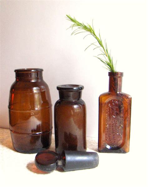 Vintage Glass Bottles Antique Brown Glass By Convergedcommodities