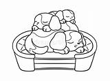 Dog Bed Coloring Cartoon Sleeping Kids Puppies Vector Illustration Each Cute Book Other sketch template