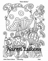 Boho Coloring Mushies Adult Book Instant sketch template