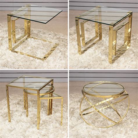 Gold And Glass Nesting Coffee Tables Eichholtz Padova Modern Classic