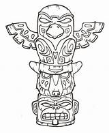 Totem Pole Coloring Poles Pages American Native Drawing Easy Craft Drawings Template Printable Tattoo Totems Wolf Animal Color Symbols Tiki sketch template
