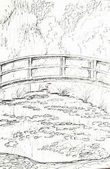 Monet Footbridge Haystacks Manet sketch template