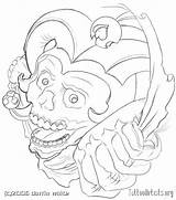 Joker Skull Drawing Tattoo Outline Getdrawings Jester sketch template