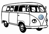 Vw Bus Volkswagen Combi Coloring Clipart Drawing Line Pages Sticker Camper Van Mural T1 Hippie Printable Para Car Dessin Wv sketch template