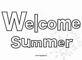 Welcome Summer Coloring Letters Illustration Vector Coloringpage Hat Eu sketch template