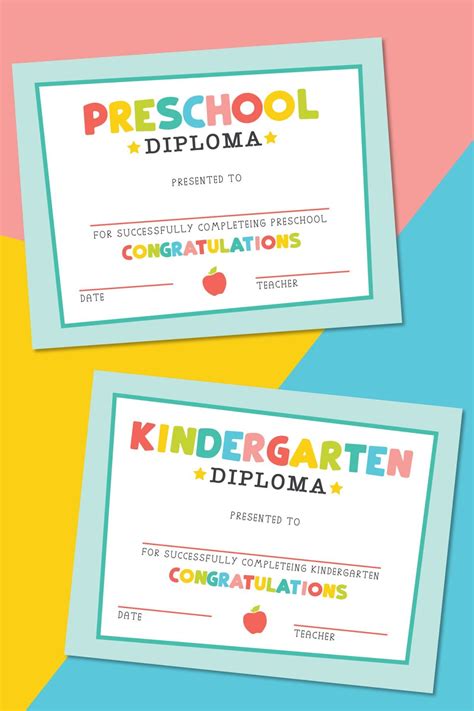 kindergarten diploma  printable  editable kindergarten