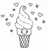 Ice Cream Coloring Pages Print Printable Cone Icecream Kids Cones sketch template