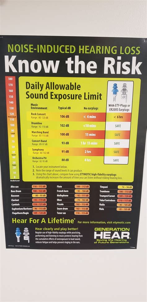 daily allowable sound exposure limits rock concert drumline exposure