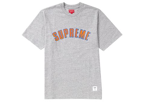 supreme printed arc ss top heather grey supreme cloth logo tees logo supreme bape