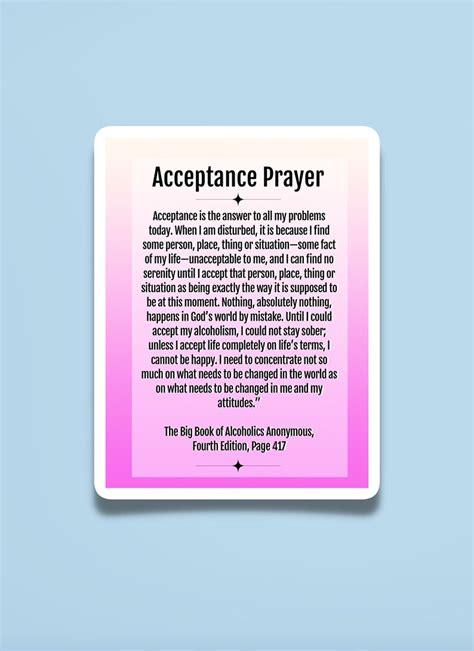 aa acceptance prayer sticker page    big book etsy