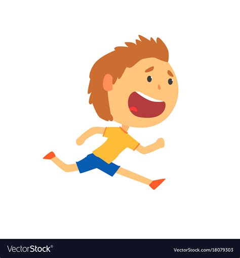 happy boy running kids physical activity cartoon vector image