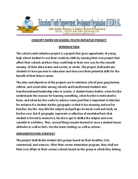 concept paper  school youth initiative project introduction