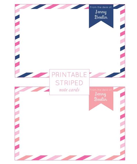 customizable printable striped note cards  printables pinterest