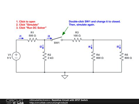 resistive circuit  spst switch circuitlab