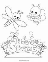 Spring Coloring Printable Sheets Hello Printables Sheet sketch template