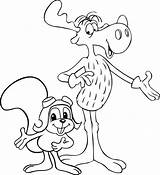 Coloring Pages Bullwinkle Rocky Cartoon Girls Books Color Cartoons sketch template