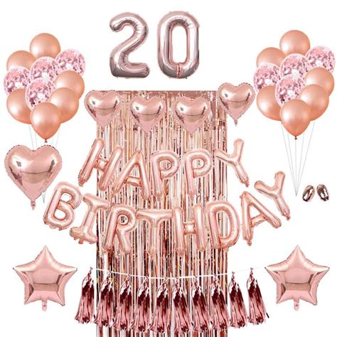 20th Birthday Decorations Party Supplies Girl Rose Gold 22 Birthday