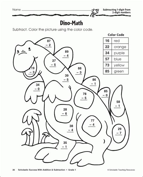 math coloring subtraction worksheets  kindergarten coloring worksheets
