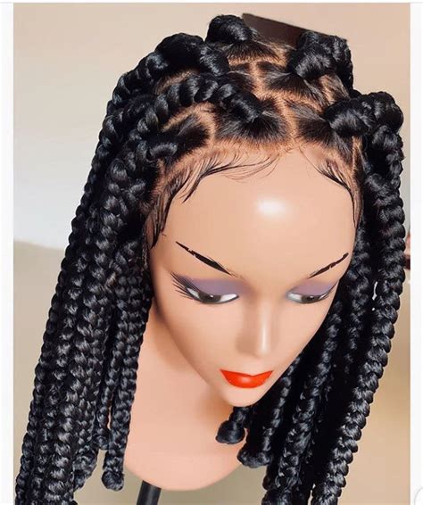 medium size box braids knotless braided wig with beads etsy