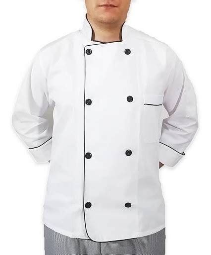 filipina de chef blanca gabardina 100 algodón manga 3 4 mercadolibre