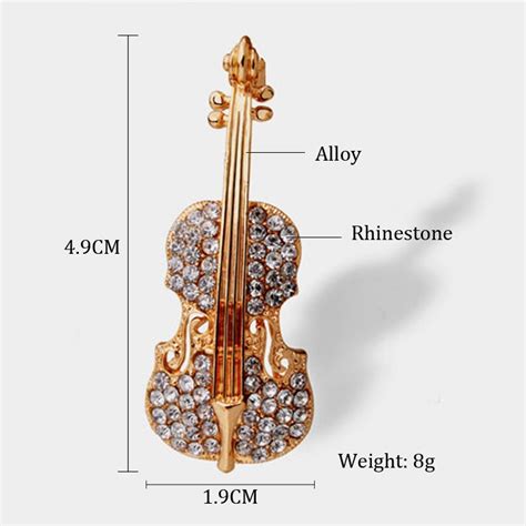 fashion pins accessories love lapel pin gold plated crystal violin scarf brooches for women