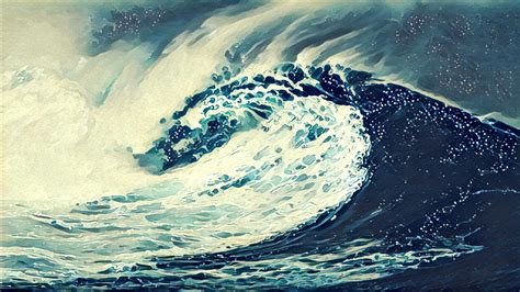 waves sea drawing artwork wallpapers hd desktop  mobile backgrounds