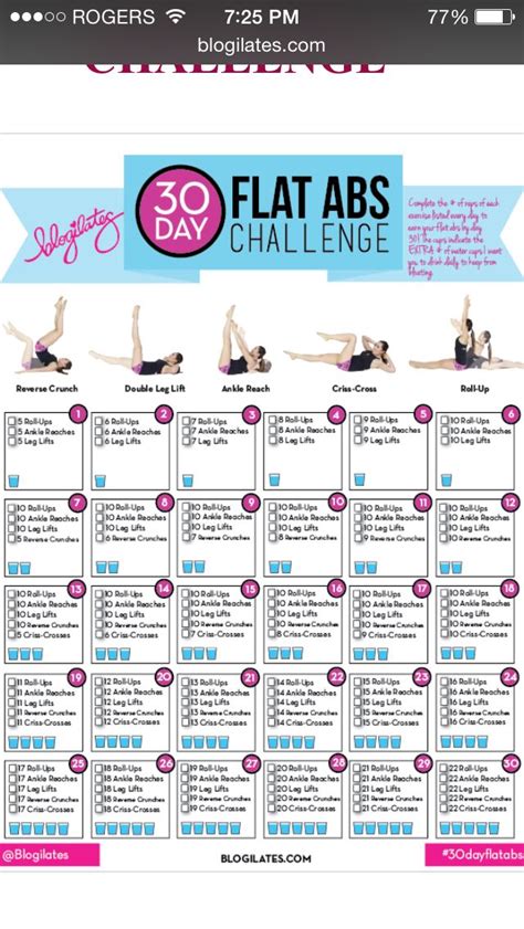 Blogilates Workout Calendar 30 Day Ab Challenge Flat