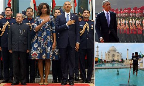 barack obama and first lady michelle arrive in india and pay tribute to