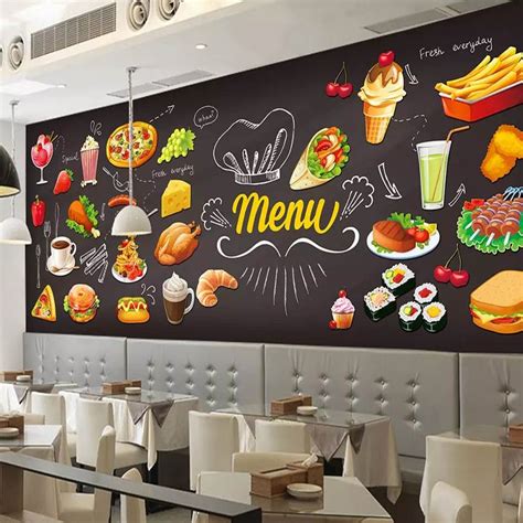 custom photo wallpaper  hamburger restaurant coffee shop tea house fast food hot pot dining