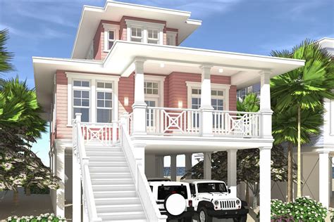 elevated beach house plan   narrow footprint td architectural designs house plans